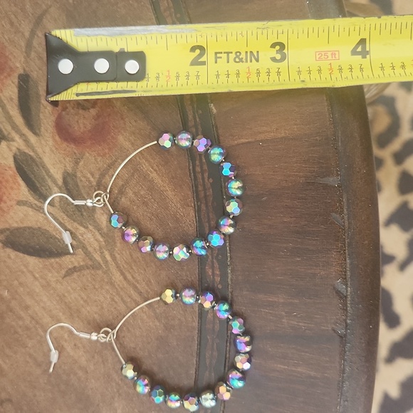 Iridescent Loop Earrings - Picture 2 of 3